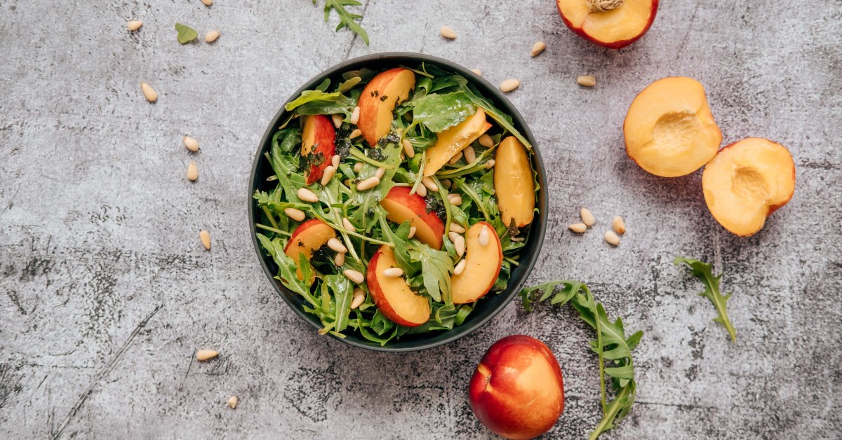 Vegan Nectarine Salad With Basil Vinaigrette | Yuzu Bakes