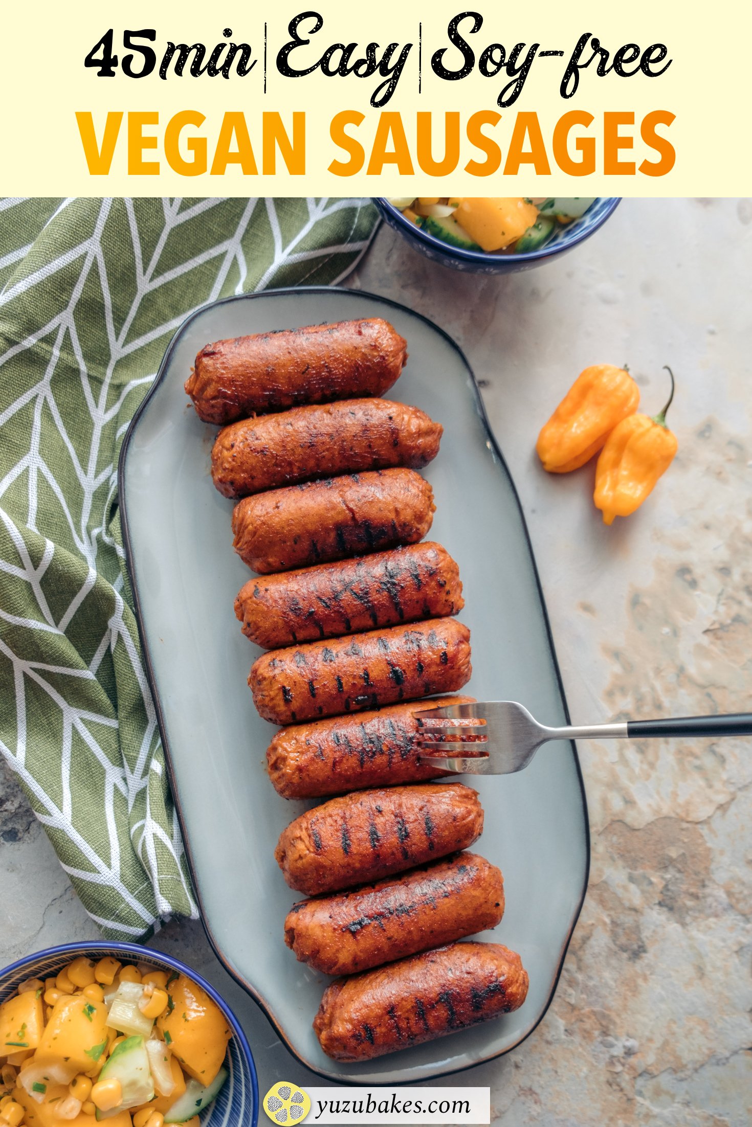 Easy Meat Free Vegan sausages Yuzu Bakes