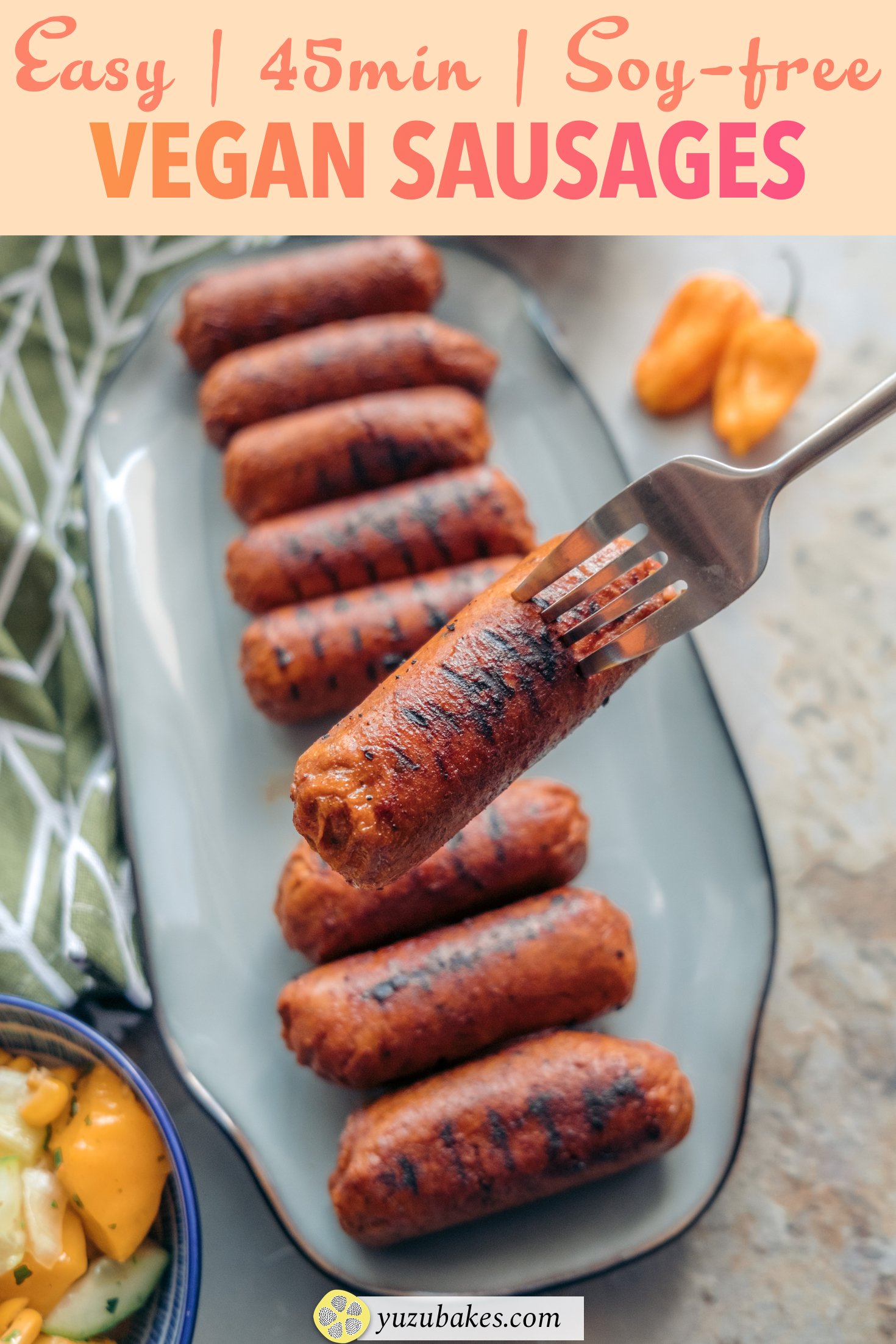 Easy Meat Free Vegan sausages Yuzu Bakes