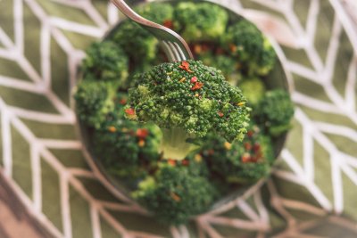 Delicious boiled broccoli with spices