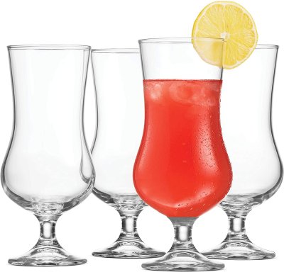 hurricane glasses as a type of cocktail glass