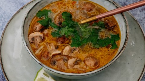 Delicious Thai vegan tom yum soup