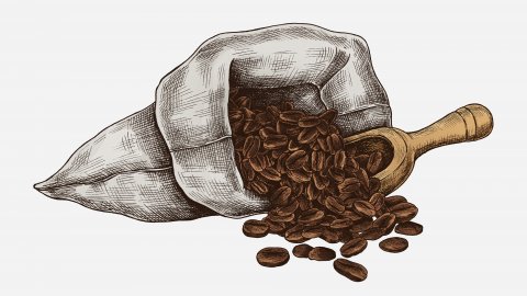 An illustration of a sack of coffee beans