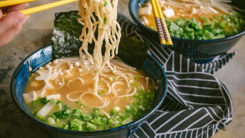 Vegan Ramen in a deep Japanese bowl