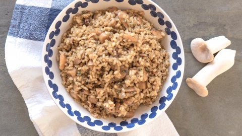 Vegan Brown rice mushroom risotto | Yuzu Bakes